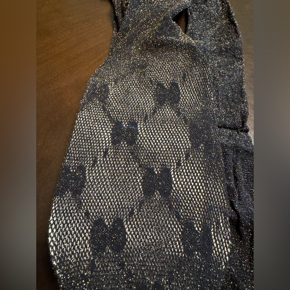 New Authentic Gucci GG Supreme Logo Tights Black Gold Size S - Picture 10 of 10